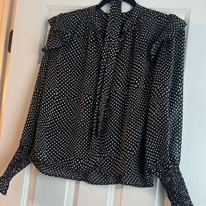 Vici Black and White Dotted Blouse
